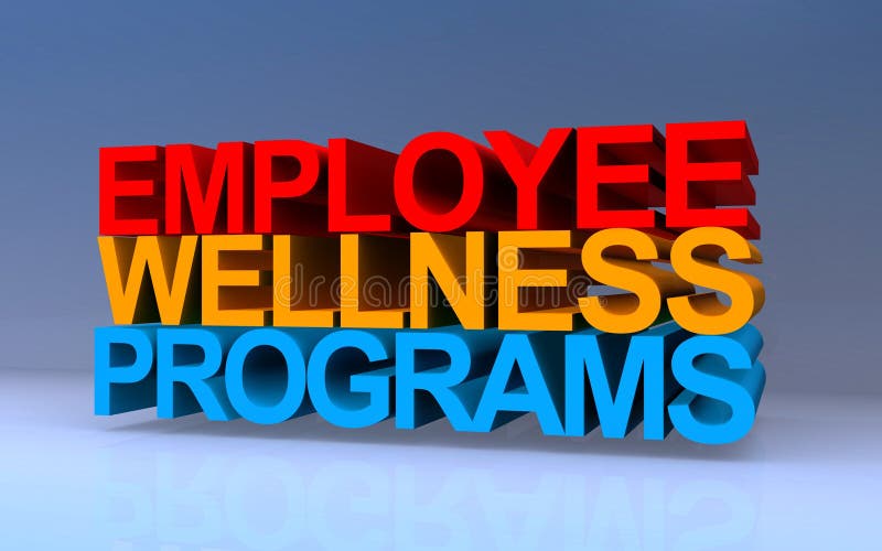 Employee wellness programs on blue. Background. Employee wellness illustrations