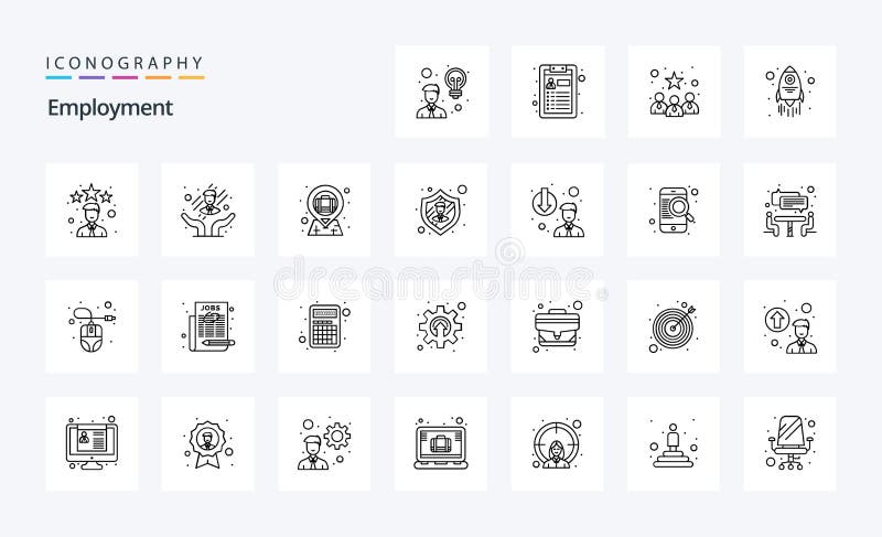 25 Employment Line icon pack royalty free illustration