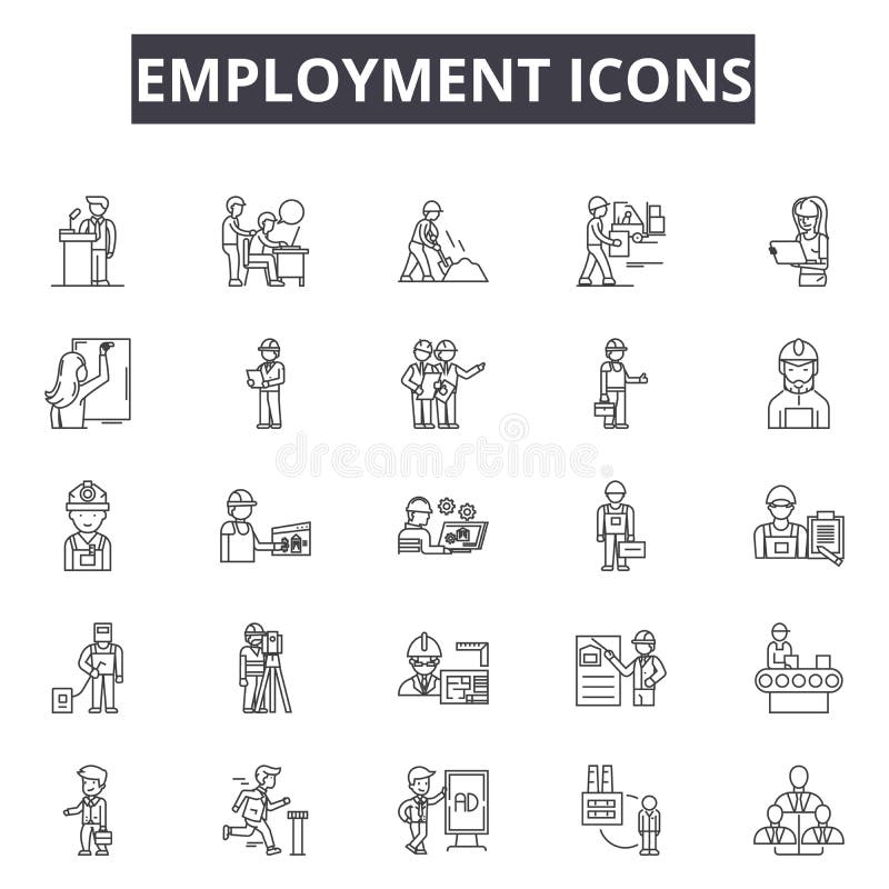 Employment line icons, signs, vector set, outline illustration concept stock illustration