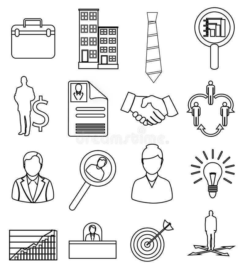 Employment line icons set royalty free illustration