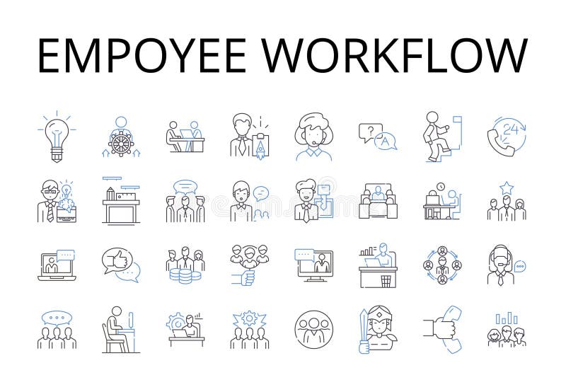 Empoyee workflow line icons collection. Staff process, Personnel sequence, Worker system, Labor management, Staff royalty free illustration