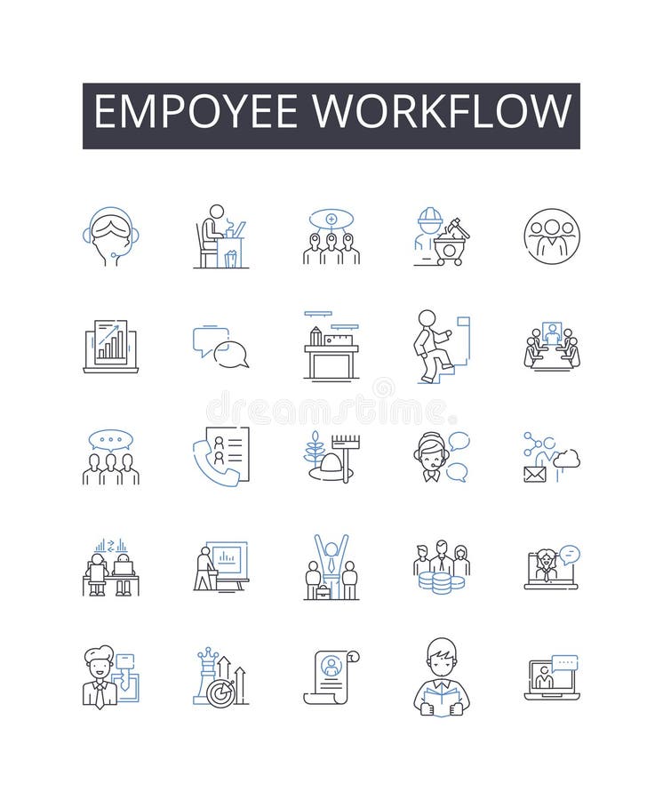 Empoyee workflow line icons collection. Staff process, Personnel sequence, Worker system, Labor management, Staff stock illustration