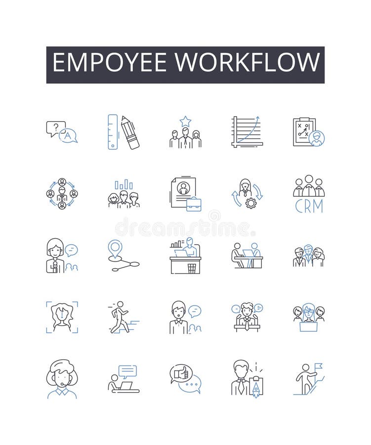 Empoyee workflow line icons collection. Staff process, Personnel sequence, Worker system, Labor management, Staff vector illustration