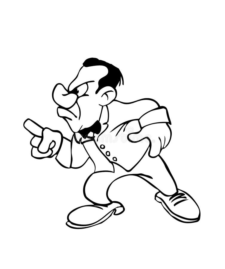 Cartoon Garçom Zangado ilustração stock