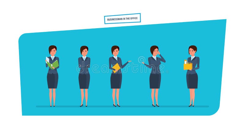 Empresaria en situaciones de trabajo de oficina Trabajo con los documentos, contabilidad, informes ilustración del vector Empresaria en situaciones de trabajo de oficina Trabajo con los documentos, contabilidad, informes ilustración del vector