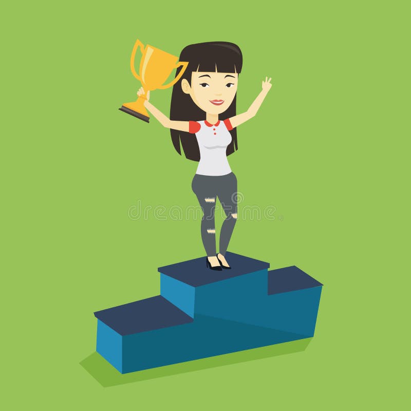 Empresaria orgullosa de su premio del negocio ilustración del vector Empresaria orgullosa de su premio del negocio ilustración del vector
