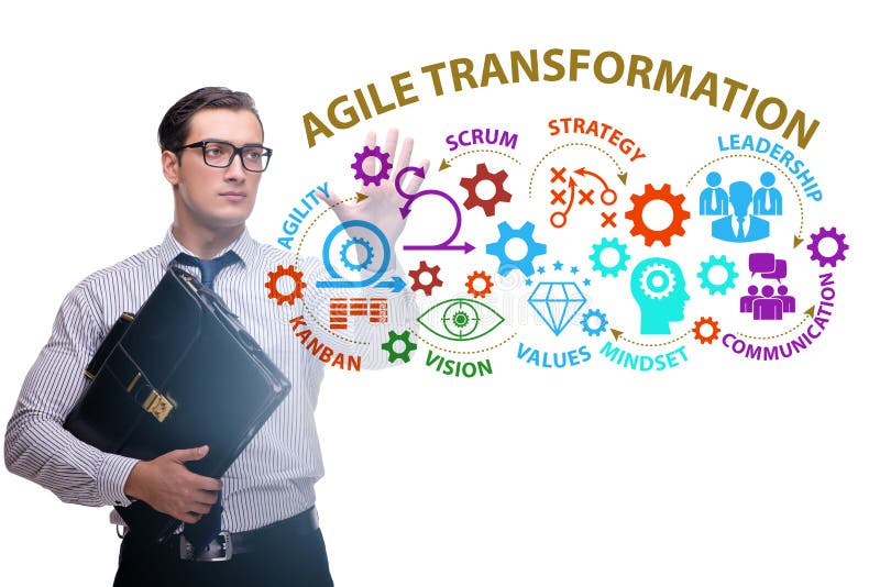 Empresario en el concepto de transformación ágil imagenes de archivo