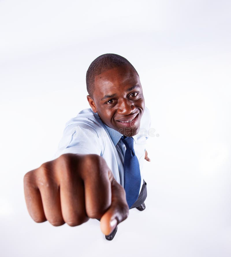 Empresário africano poderoso fotografia de stock royalty free
