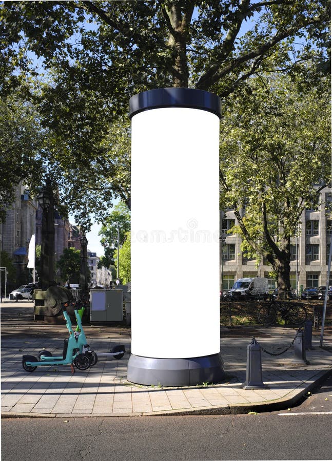 Empty Advertising Pillar in a City with Grey Free Copy Space, Promotion ...