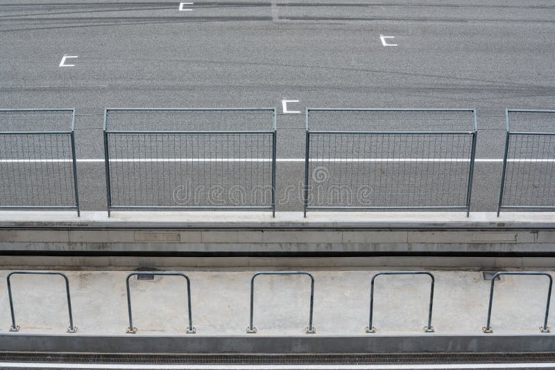 Empty Asphalt Road Circuit and Safety Fence with Start Position VIEW ...