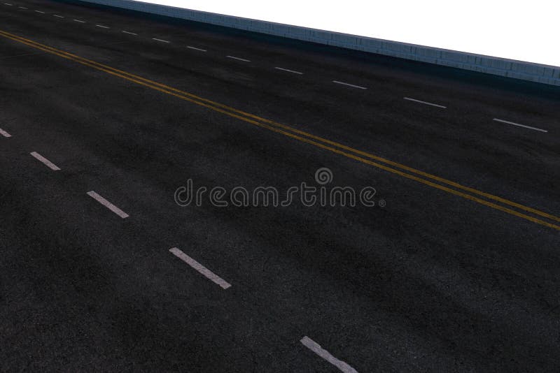 The empty asphalt road with white background, 3d rendering