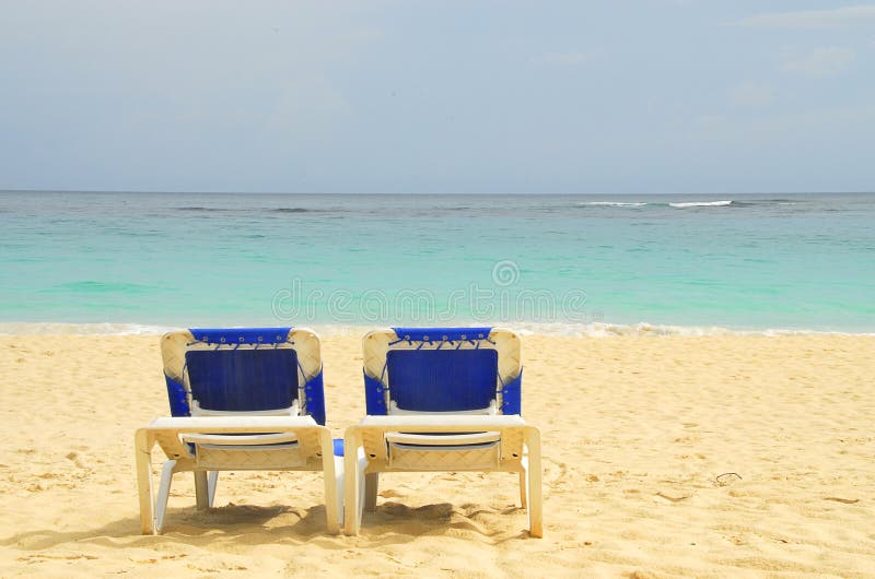 Empty beach chairs