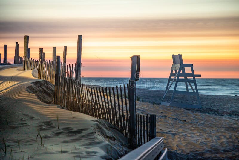 Empty beach at Beach Haven, NJ at sunrise