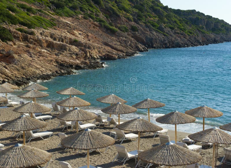 Empty beach by morning. Agios Nikolaos.