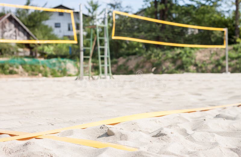Empty Volleyball Court On The Beach On A Sunny Day Stock Photo Image