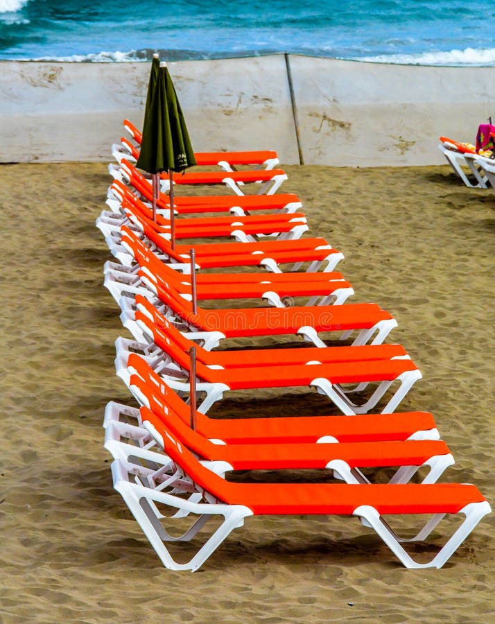 Beds in a Beach Club in Spain Stock Photo Image of european