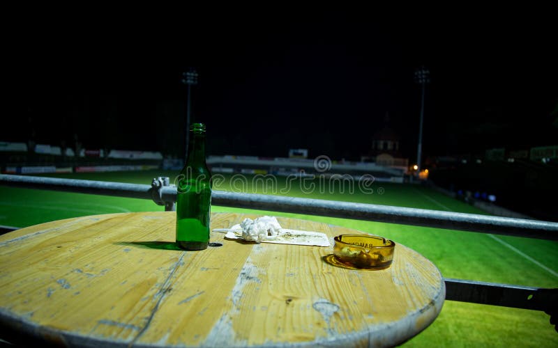 Empty Beer Bottle and Ashtray Stock Image Image of alcohol, napkin