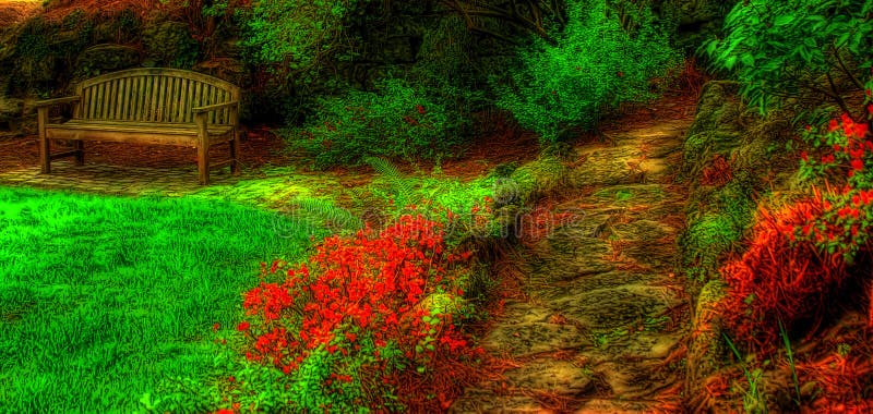 Empty Bench In Garden