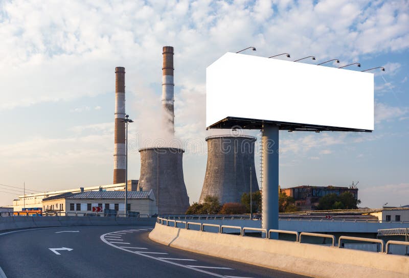 Empty billboard on the road turn stock images