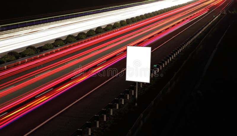Empty billboards in the highway at night stock photos Empty billboards in the highway at night stock photos