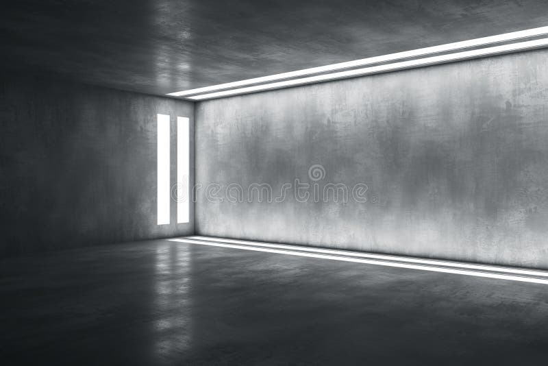 Empty Black Concrete Artificially Lit Room. Urban Concept, Mockup Stock ...