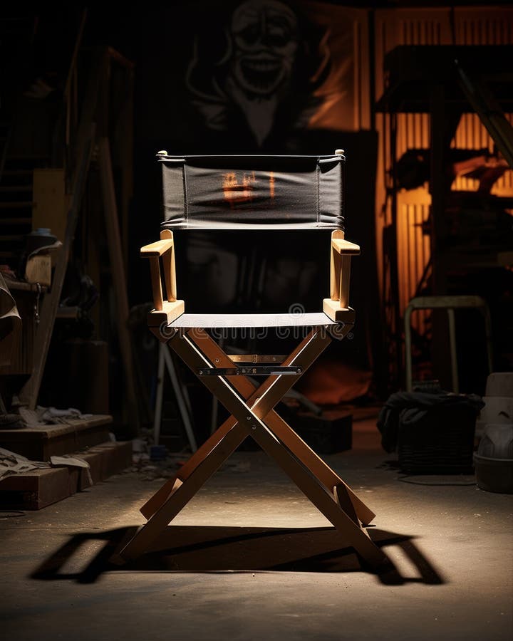 Empty Black Directors Chair on Filming Set. Stock Photo - Image of film ...