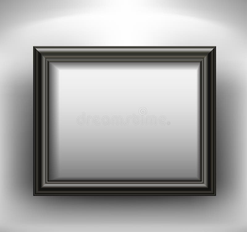 Empty black frame on wall stock illustration
