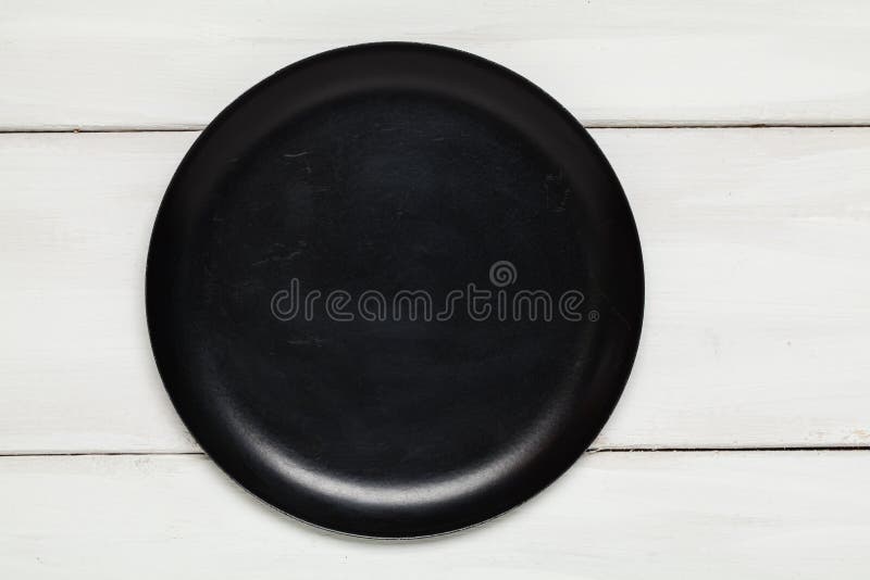 Empty black plate top view