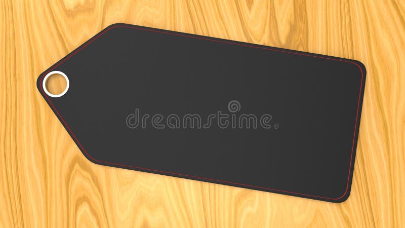 Empty blank black label price tag on wooden background stock illustration Empty blank black label price tag on wooden background stock illustration