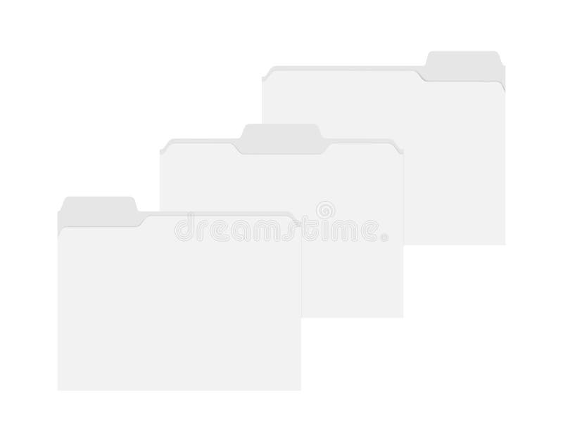 Empty blank file folders with assorted position cut tabs mock up stock illustration