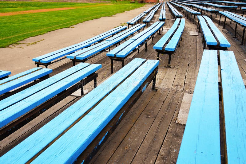 Empty blue color stadium seats