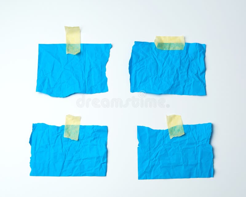 Premium Photo  Blue crumpled sheet of paper glued with adhesive tape