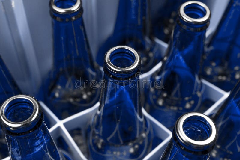 Empty Blue Glass Beer Bottles in the Box Stock Image Image of group