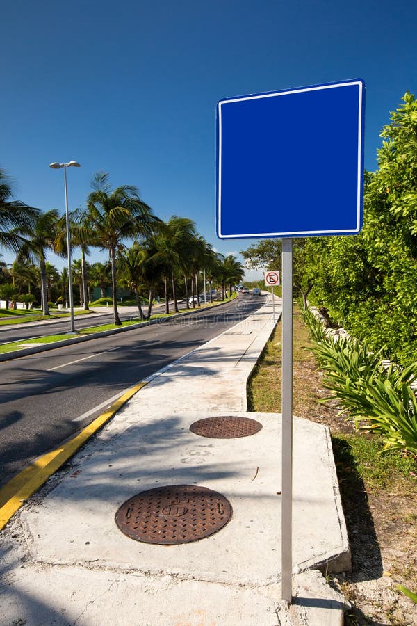 Empty blue road sign stock photo. Image of icon, signs 190344220