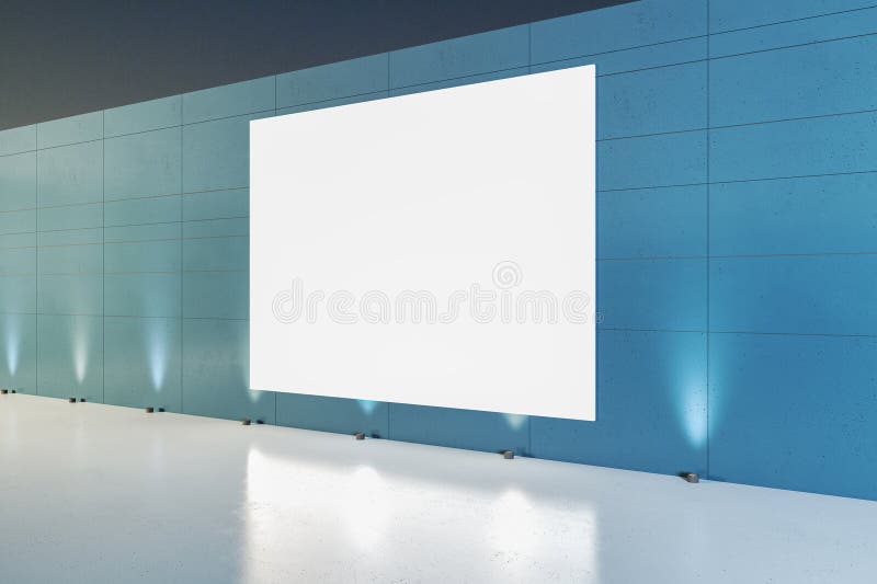Empty Room with Blank Mock Up Frame and Lights. 3D Rendering Stock