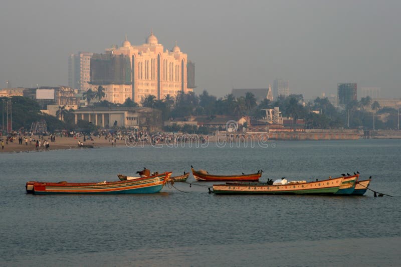 Empty Boats on Chowpatty stock photos