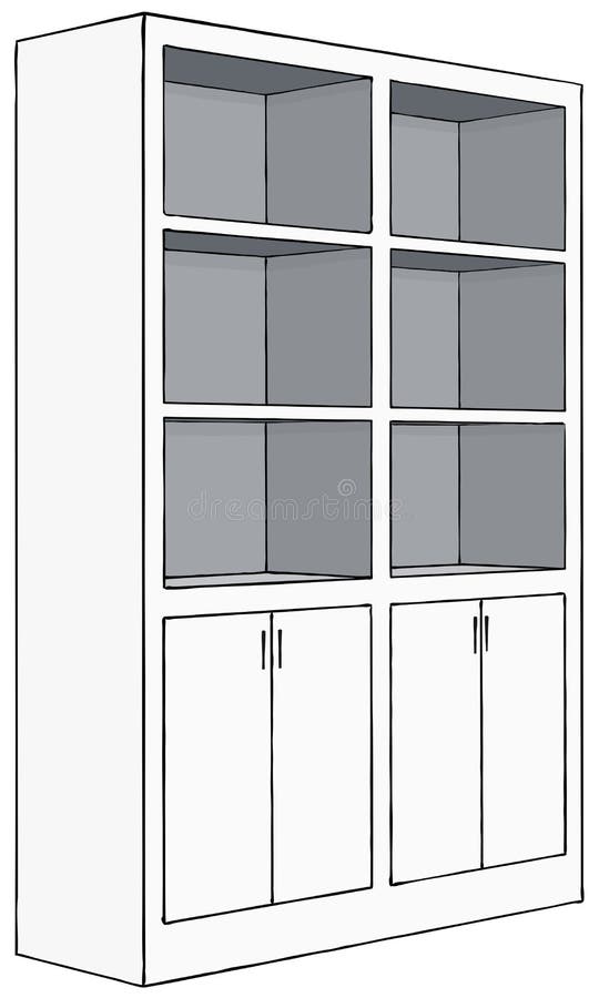 3d Empty Bookcase Isolated On White Stock Illustration 