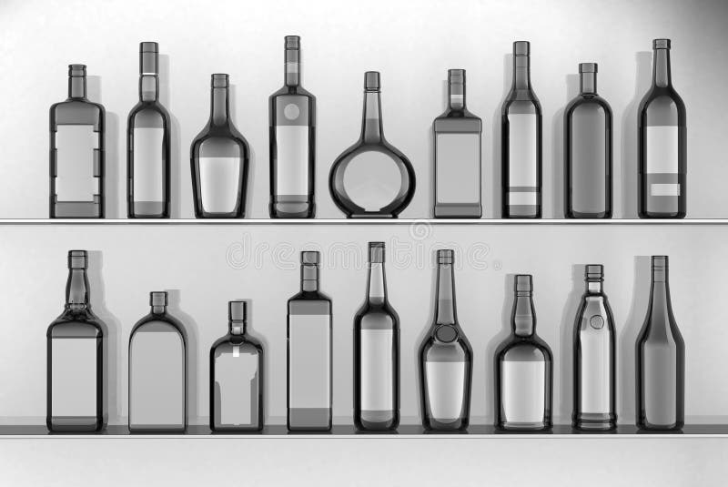 Empty Bottles of Various Shapes Stock Illustration Illustration of