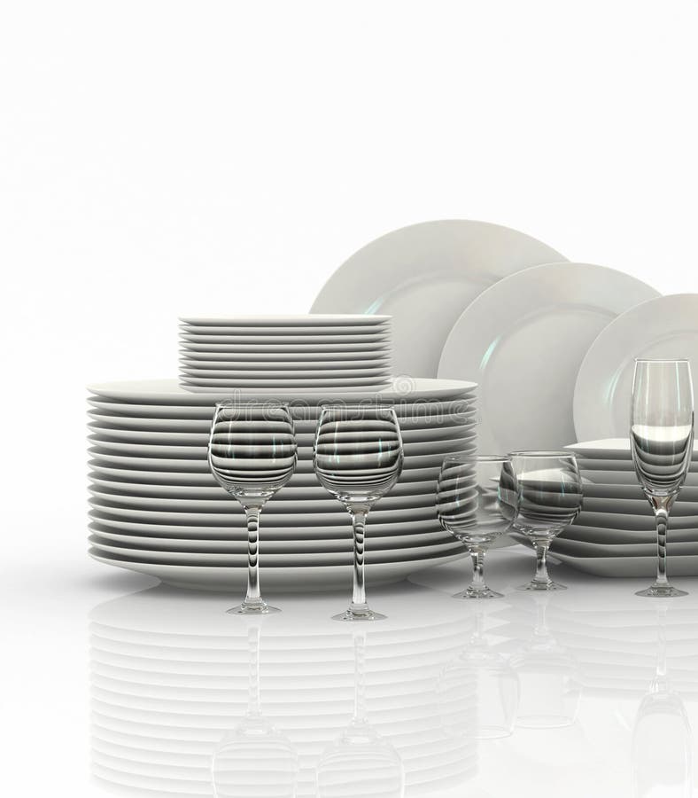 Empty Bowls, Plates, Cups and Glasses Stock Illustration Illustration of dinnerware, cups