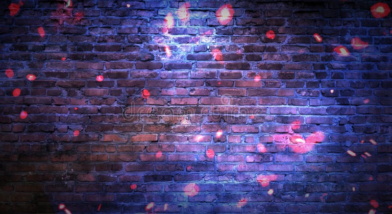 Empty Brick Wall Background, Night View, Neon Light, Rays. Stock Image -  Image of design, neon: 129508695