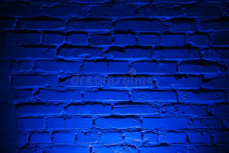 Empty Brick with Blue Neon Light Background Stock Photo - Image color, grunge: 203710512