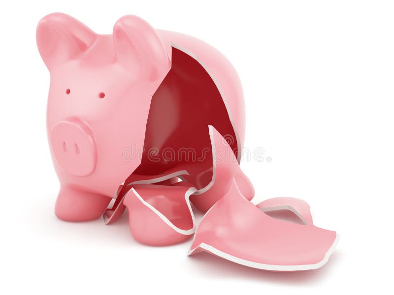 Empty broken piggy bank stock illustration