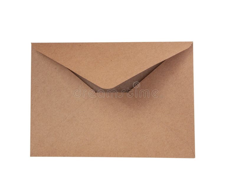 Empty Brown Vintage Paper Envelope Isolated on the White Stock Photo