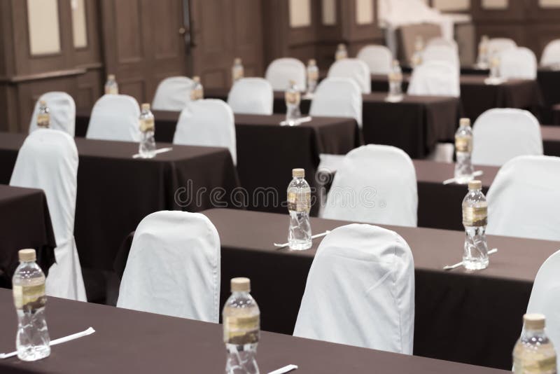 Empty business seminar hall of hotel room for asia people