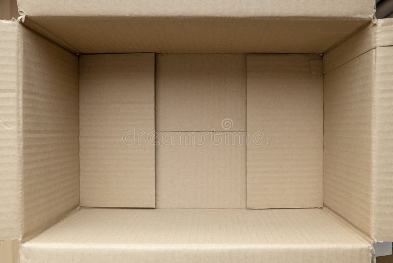 Empty Cardboard Box Close Up Inside View Of Cardboard Packaging Box