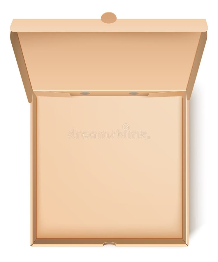 Empty Cardboard Box. Top View Food Delivery Package Mockup in Realistic