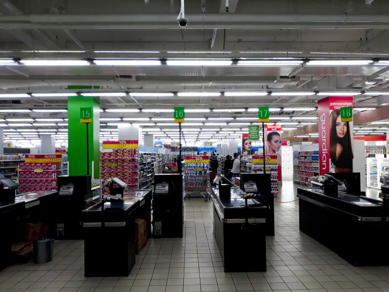 Empty cashier work place at the supermarket inside a shopping mall in Indonesia royalty free stock photo Empty cashier work place at the supermarket inside a shopping mall in Indonesia royalty free stock photo