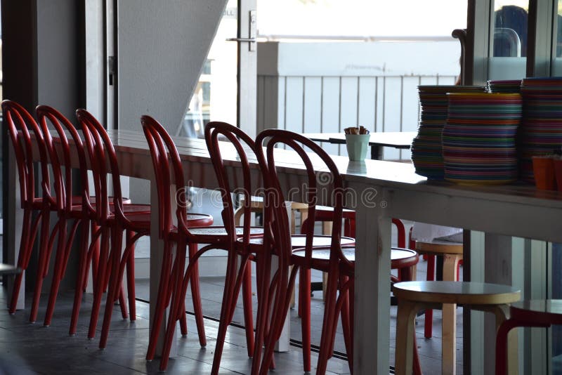 Empty Chairs at Empty Tables Stock Image Image of dining, restaurant