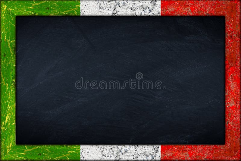 Blackboard with italian flag frame stock images Blackboard with italian flag frame stock images