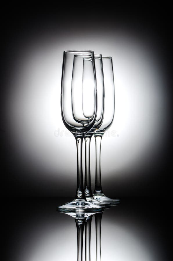 Empty champagne glasses stock image. Image of reflected 67399963